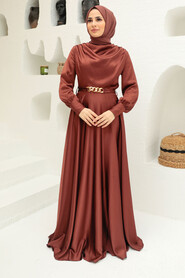  Elegant Brown Muslim Engagement Dress 3460KH - 2