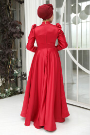 Elegant Claret Red Hijab Wedding Dress 2265BR - 5