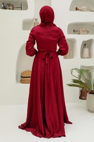  Elegant Claret Red Muslim Engagement Dress 3460BR - 4