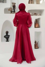  Elegant Claret Red Muslim Fashion Evening Dress 22310BR - 4