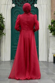  Elegant Claret Red Muslim Engagement Dress 25854BR - 2