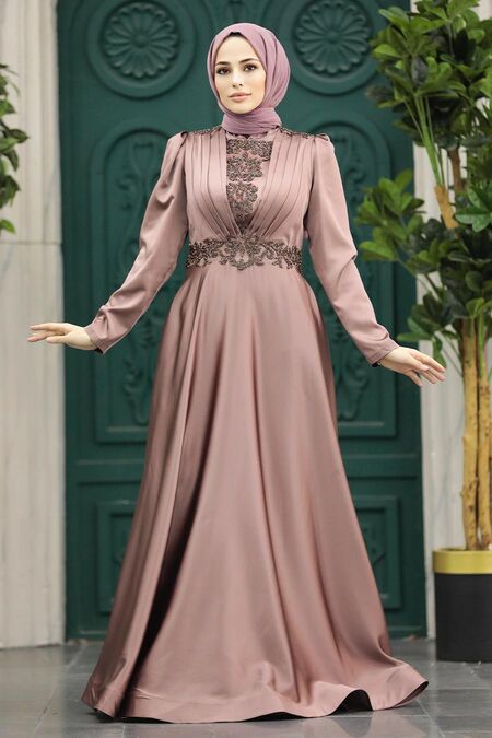  Elegant Copper Hijab Engagement Gown 22221BKR - NEVA STYLE
