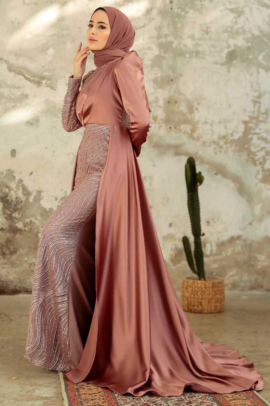Neva Style - Elegant Copper Islamic Clothing Evening Gown 22924BKR
