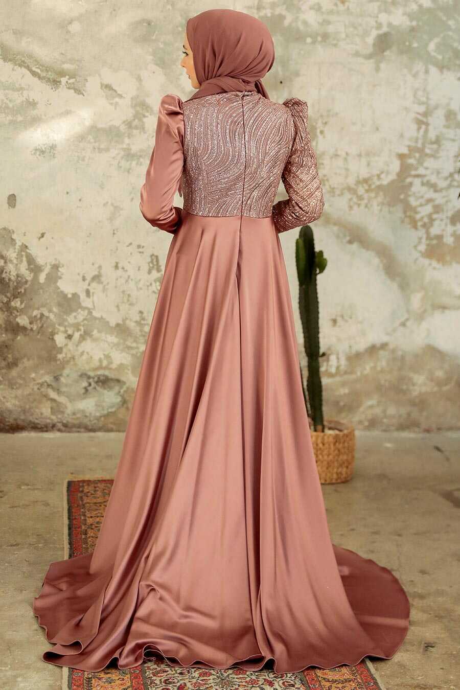 Neva Style - Elegant Copper Islamic Clothing Evening Gown 22924BKR