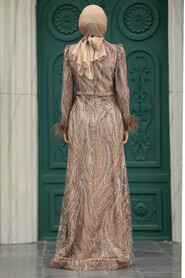 Neva Style - Elegant Copper Islamic Evening Dress 23061BKR - Thumbnail