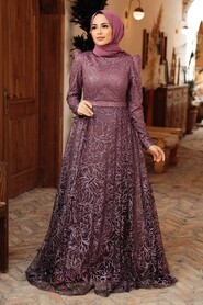  Elegant Dark Dusty Rose Hijab Evening Dress 22602KGK - 1