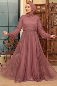  Elegant Dark Dusty Rose Muslim Fashion Evening Dress 20951KGK - 3