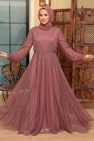  Elegant Dark Dusty Rose Muslim Fashion Evening Dress 20951KGK - 2