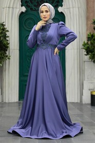  Elegant Dark Lila Hijab Engagement Gown 22221KLILA - 2
