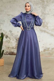  Elegant Dark Lila Hijab Evening Dress 36831KLILA - 2