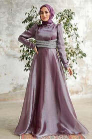  Elegant Dark Lila Muslim Fashion Wedding Dress 3812KLILA - 1
