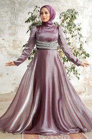  Elegant Dark Lila Muslim Fashion Wedding Dress 3812KLILA - 2