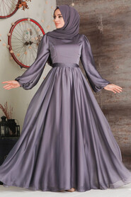  Elegant Dark Lila Islamic Clothing Evening Gown 5215KLILA - 1