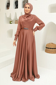  Elegant Dark Salmon Pink Muslim Engagement Dress 3460KSMN - NEVA STYLE