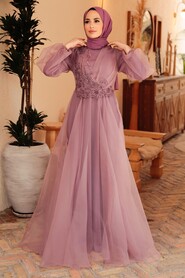  Elegant Dusty Rose Muslim Engagement Dress 22540GK - 2