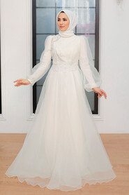  Elegant Ecru Muslim Engagement Dress 22540E - 2