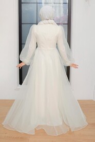  Elegant Ecru Muslim Engagement Dress 22540E - 3