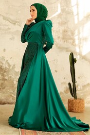  Elegant Emerald Green Islamic Clothing Evening Gown 22924ZY - 2