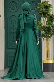  Elegant Emerald Green Muslim Fashion Wedding Dress 40641ZY - 3