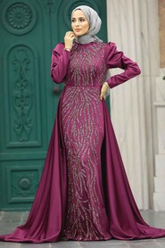  Elegant Fuchsia Islamic Wedding Gown 22990F - 2