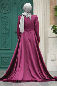  Elegant Fuchsia Islamic Wedding Gown 22990F - 4