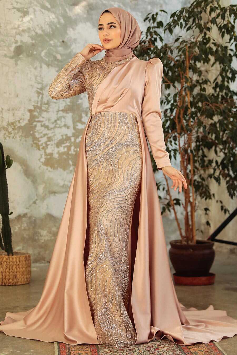 Neva Style - Elegant Gold Islamic Clothing Evening Gown 22924GOLD
