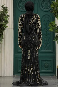  Elegant Gold Islamic Long Sleeve Dress 931GOLD - 3