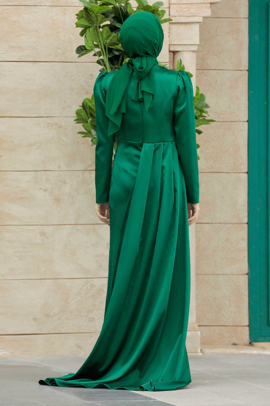 Neva Style - Elegant Green Hijab Evening Gown 23122Y