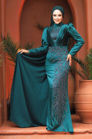  Elegant Green Hijab Evening Gown 23122Y - 1