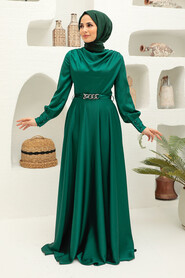  Elegant Green Muslim Engagement Dress 3460Y - 1