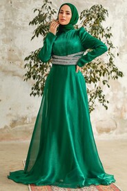  Elegant Green Muslim Fashion Wedding Dress 3812Y - 2