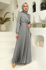  Elegant Grey Islamic Clothing Wedding Dress 3452GR - NEVA STYLE