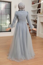  Elegant Grey Muslim Engagement Dress 22540GR - 2