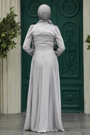  Elegant Grey Muslim Engagement Dress 39011GR - 3