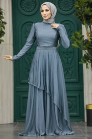 Elegant Grey Muslim Fashion Evening Dress 22223GGR - 2