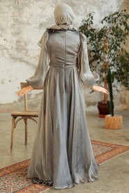  Elegant Grey Turkish Modest Bridesmaid Dress 22310GR - 5