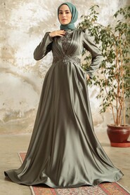  Elegant Khaki Hijab Engagement Gown 22221HK - 2