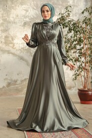  Elegant Khaki Hijab Engagement Gown 22221HK - 1