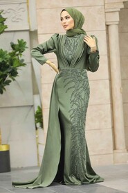  Elegant Khaki Hijab Evening Gown 23122HK - 1
