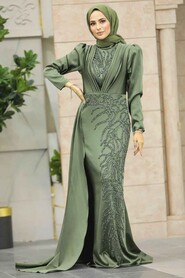  Elegant Khaki Hijab Evening Gown 23122HK - 2