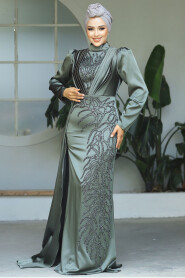  Elegant Khaki Hijab Evening Gown 23122HK - 3