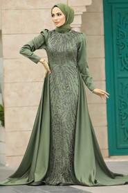Neva Style - Elegant Khaki Islamic Wedding Gown 22990HK - Thumbnail