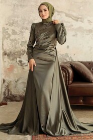 Elegant Khaki Modest Evening Gown 22881HK - Thumbnail