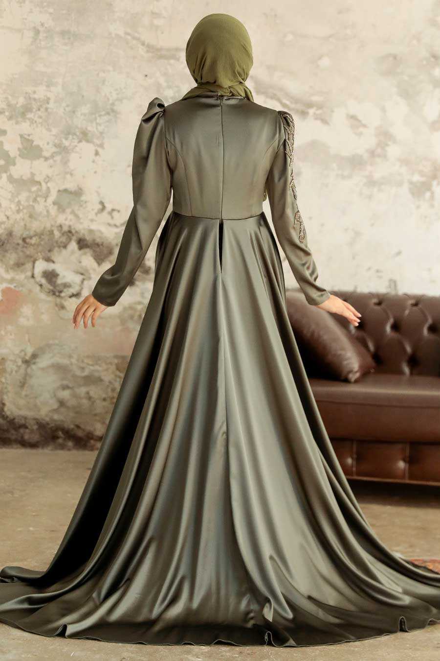 Elegant Khaki Modest Evening Gown 22881HK