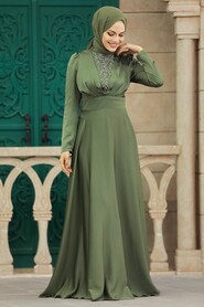  Elegant Khaki Muslim Engagement Dress 39011HK - 1