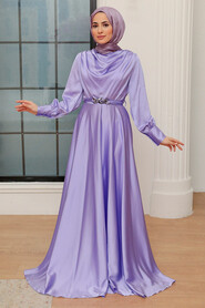  Elegant Light Lila Muslim Engagement Dress 3460ALILA - 1