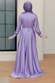  Elegant Light Lila Muslim Engagement Dress 3460ALILA - 2