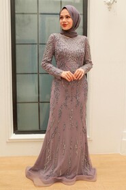  Elegant Lila Islamic Long Sleeve Dress 931LILA - 1
