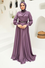  Elegant Lila Muslim Engagement Dress 3460LILA - 1