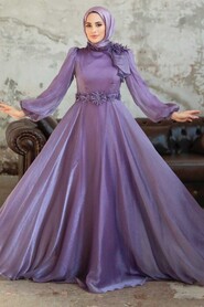  Elegant Lila Muslim Fashion Evening Dress 22310LILA - 1